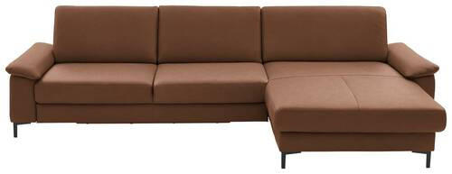 ECKSOFA in Echtleder Braun  - Schwarz/Braun, Design, Leder/Metall (334/176cm) - Dieter Knoll