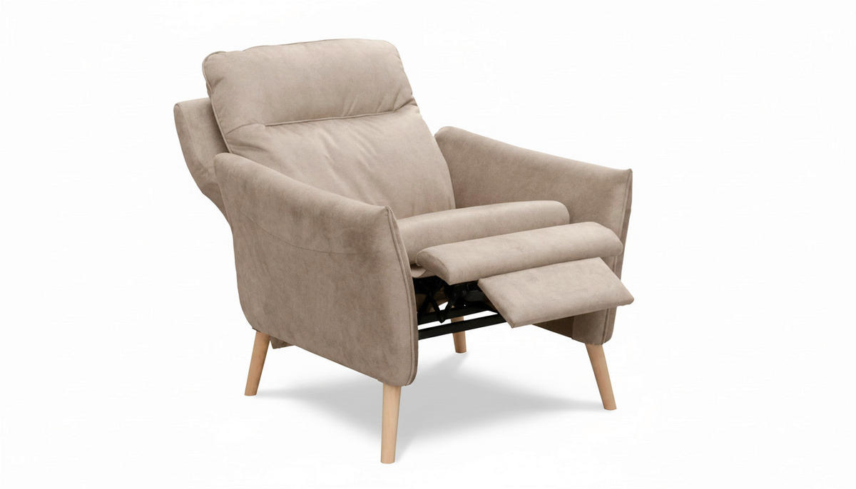 RELAXSESSEL in Textil Beige  - Beige/Buchefarben, Design, Holz/Textil (88/110/92cm) - Livetastic