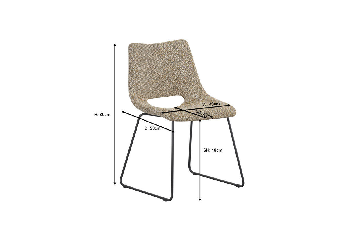 STUHL - Gelb/Schwarz, Design, Textil/Metall (48/79/56cm) - Stylife