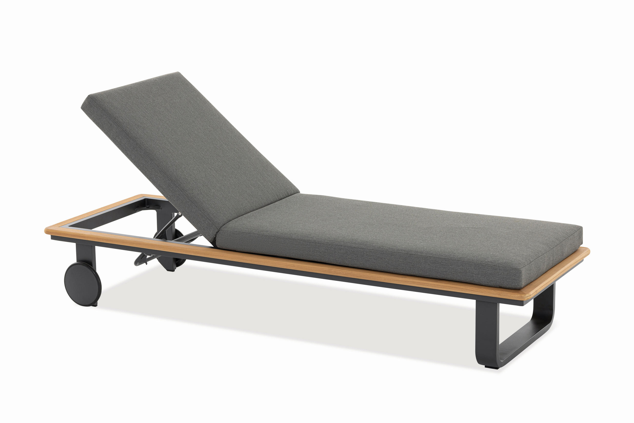 SONNENLIEGE 206/41/70 cm Teakholz  - Anthrazit/Teakfarben, Basics, Holz/Textil (206/41/70cm) - Niehoff Garden
