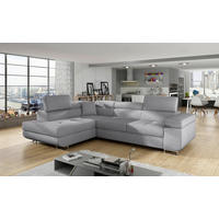 ECKSOFA Grau Textilgeflecht  - Chromfarben/Grau, Design, Textil/Metall (203/272cm) - MID.YOU