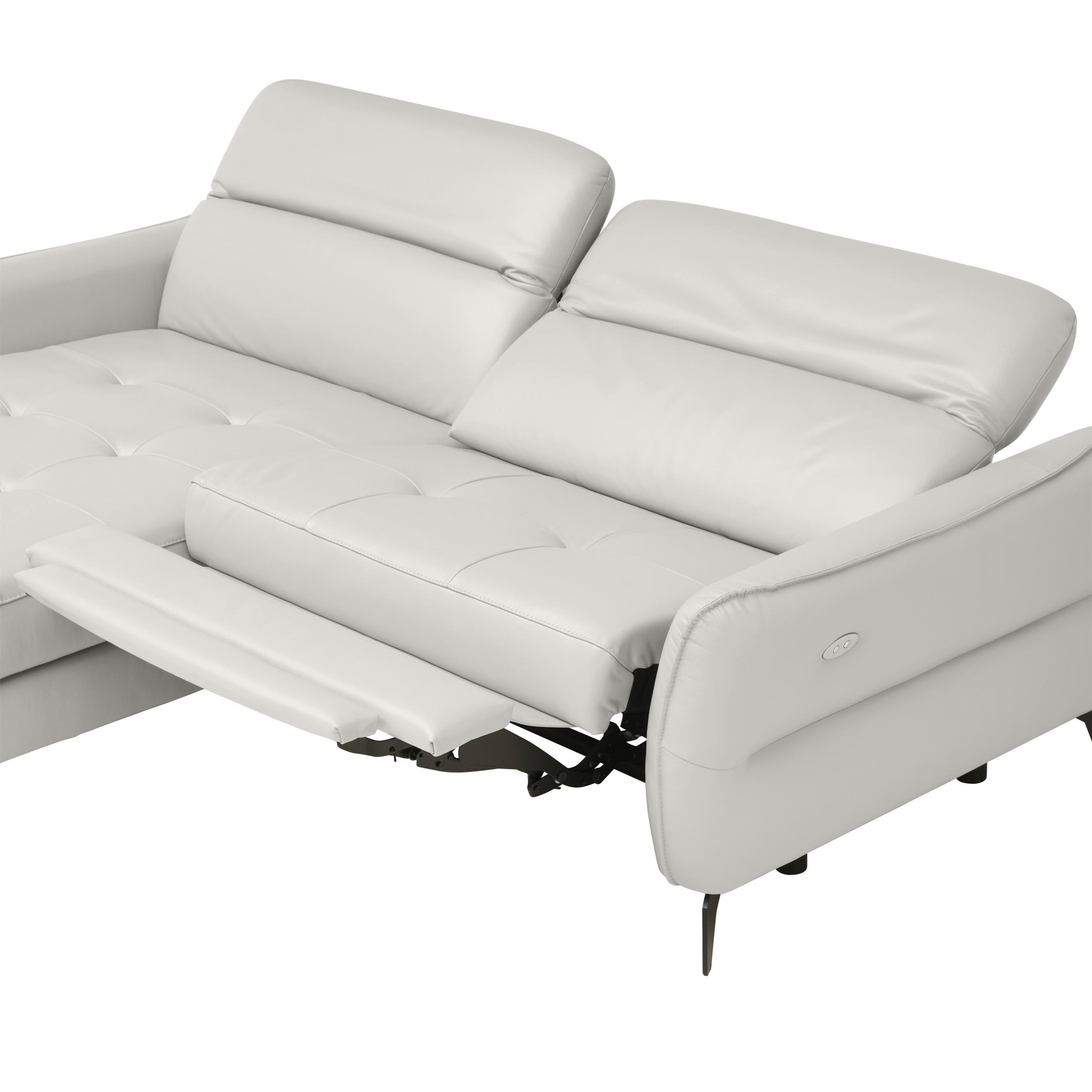 ECKSOFA Creme Echtleder  - Creme/Schwarz, Design, Leder/Metall (175/246cm) - Livetastic
