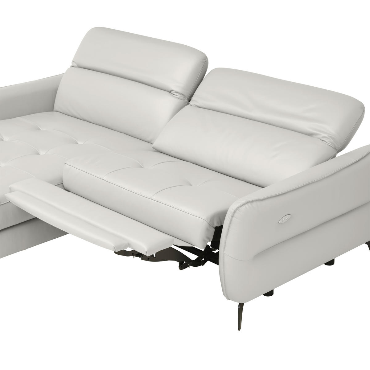ECKSOFA Creme Echtleder  - Creme/Schwarz, Design, Leder/Metall (175/246cm) - Livetastic