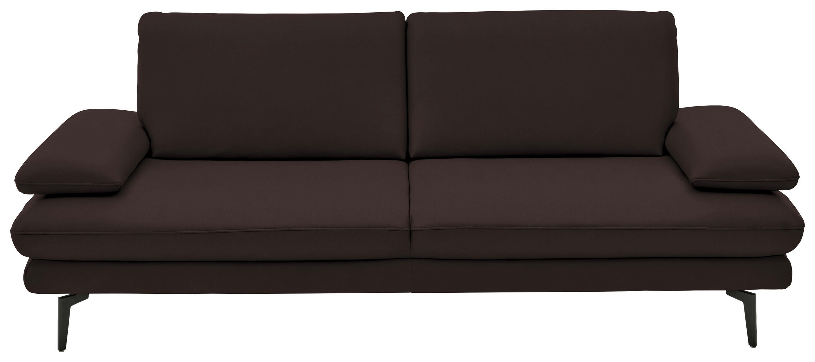 3-SITZER-SOFA in Leder Braun  - Schwarz/Braun, Design, Leder/Metall (222/86/104cm) - Dieter Knoll
