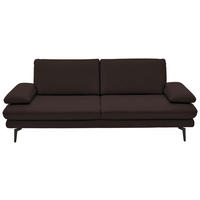 3-SITZER-SOFA in Leder Braun  - Schwarz/Braun, Design, Leder/Metall (222/86/104cm) - Dieter Knoll