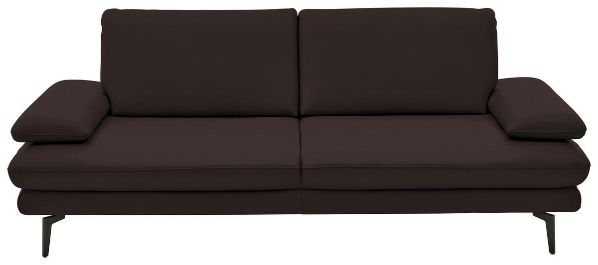 3-SITZER-SOFA in Leder Braun  - Schwarz/Braun, Design, Leder/Metall (222/86/104cm) - Dieter Knoll
