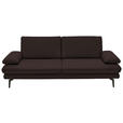 3-SITZER-SOFA in Leder Braun  - Schwarz/Braun, Design, Leder/Metall (222/86/104cm) - Dieter Knoll
