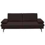 3-SITZER-SOFA in Leder Braun  - Schwarz/Braun, Design, Leder/Metall (222/86/104cm) - Dieter Knoll