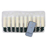 10 FUNK LED-KERZEN  - Weiß/Grün, Basics, Kunststoff (26/13,5/4cm) - X-Mas