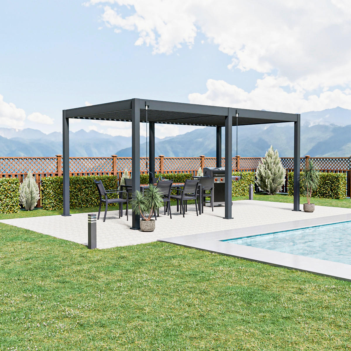 PERGOLA 300/530/255 cm Aluminium  - Graphitfarben, Basics, Metall (300/530/255cm) - Gardenson