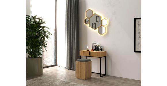 HOCKER Webstoff Eiche Eichefarben, Anthrazit  - Eichefarben/Anthrazit, Natur, Holz/Textil (35/52/35cm) - Linea Natura