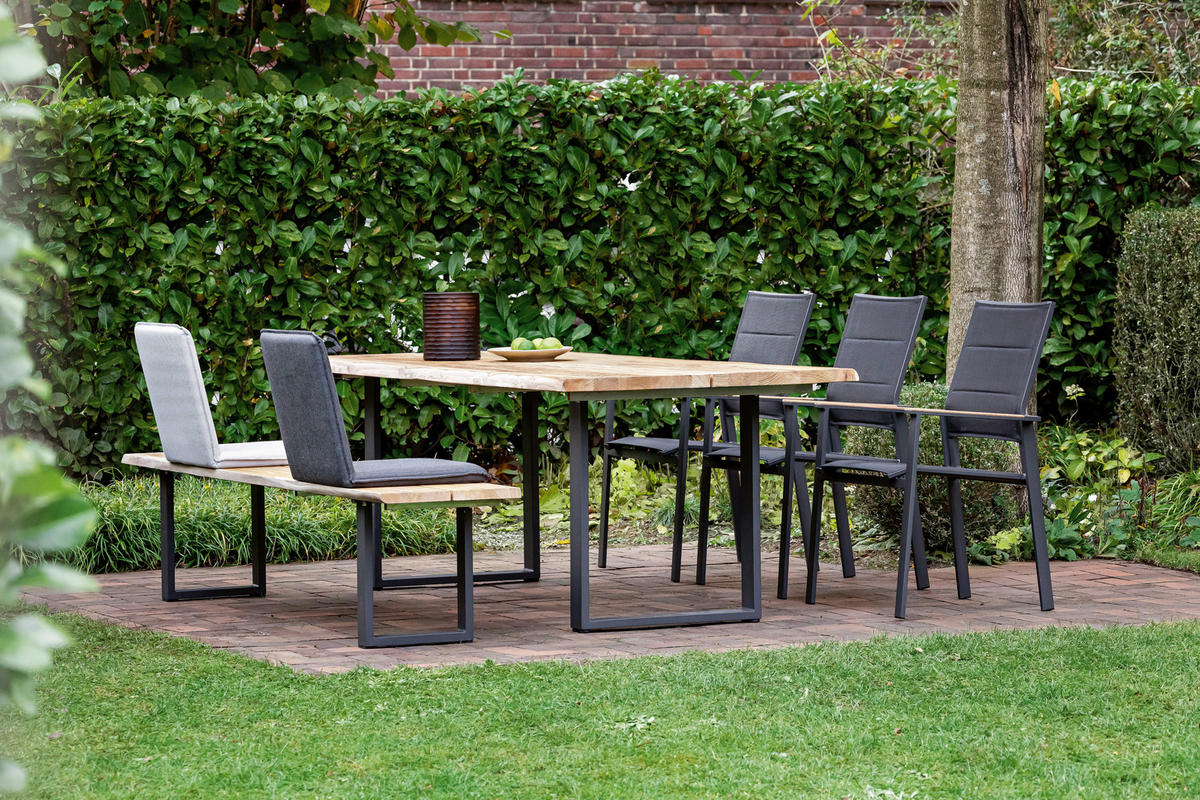 GARTENTISCH 220/95/76 cm Holz Teakfarben rechteckig  - Anthrazit/Teakfarben, Design, Holz/Metall (220/95/76cm)