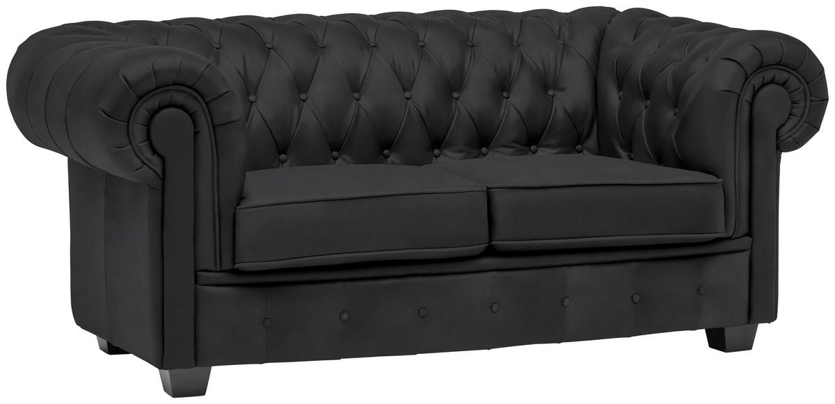 CHESTERFIELD SOFA crna  - vendž/crna, Lajfstajl, tekstil/drvo (180/76,5/96cm) - Landscape