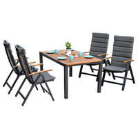 GARTENGARNITUR 9-teilig Akaziemassiv Aluminium ,[ ]}9-teilig  - Graphitfarben/Naturfarben, MODERN, Holz/Kunststoff - Gardenson