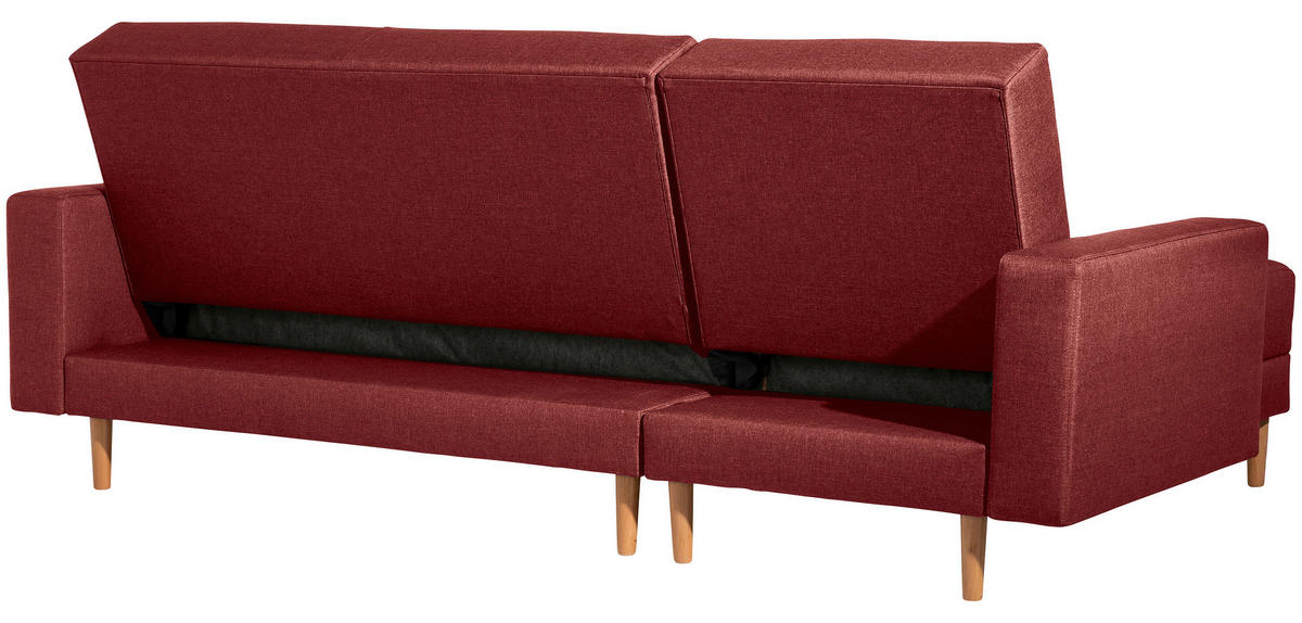 ECKSCHLAFSOFA in Flachgewebe Rot  - Rot/Erlefarben, Design, Holz/Textil (230/93/152cm) - Max Winzer