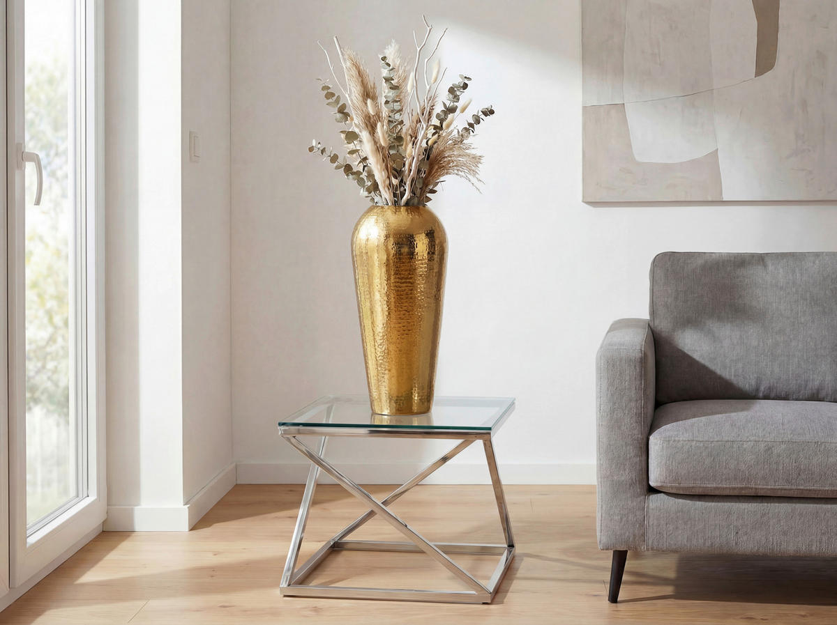 DEKOVASE  - Goldfarben, Design, Metall (23/23/50cm) - Livetastic