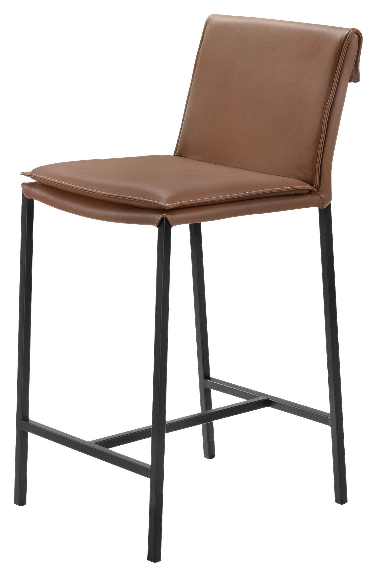 BARHOCKERMetall, Leder Braun, Schwarz  - Beige/Schwarz, Design, Leder/Metall (43,5/94,5/51,5cm) - Lomoco