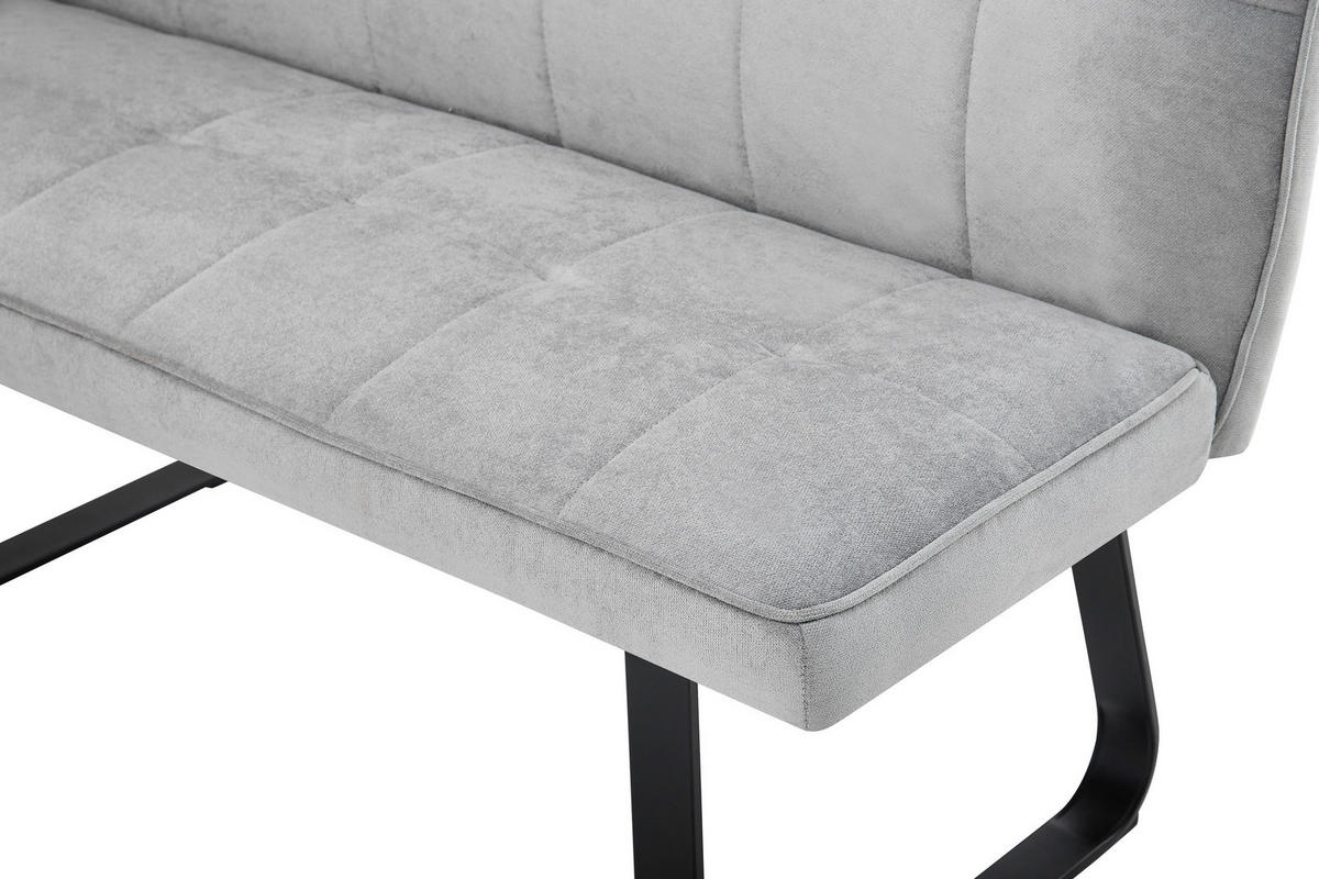 ECKBANK 128/168 cm  in Hellgrau  - Hellgrau/Schwarz, MODERN, Textil/Metall (128/168cm) - MID.YOU