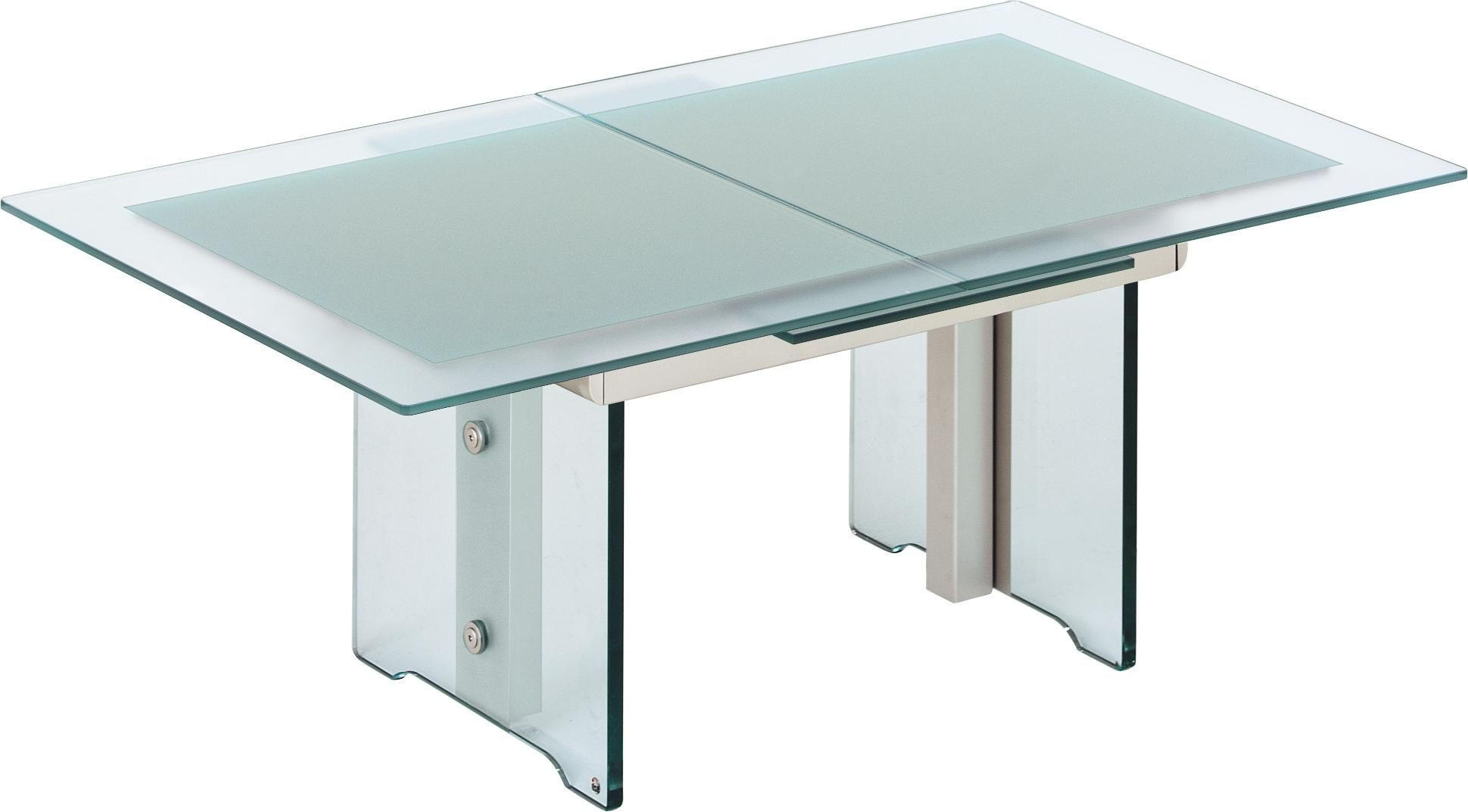 COUCHTISCH ESG, Klarglas 125-166/75/56-75 cm rechteckig Transparent  - Transparent, Design, Glas/Metall (125-166/75/56-75cm)