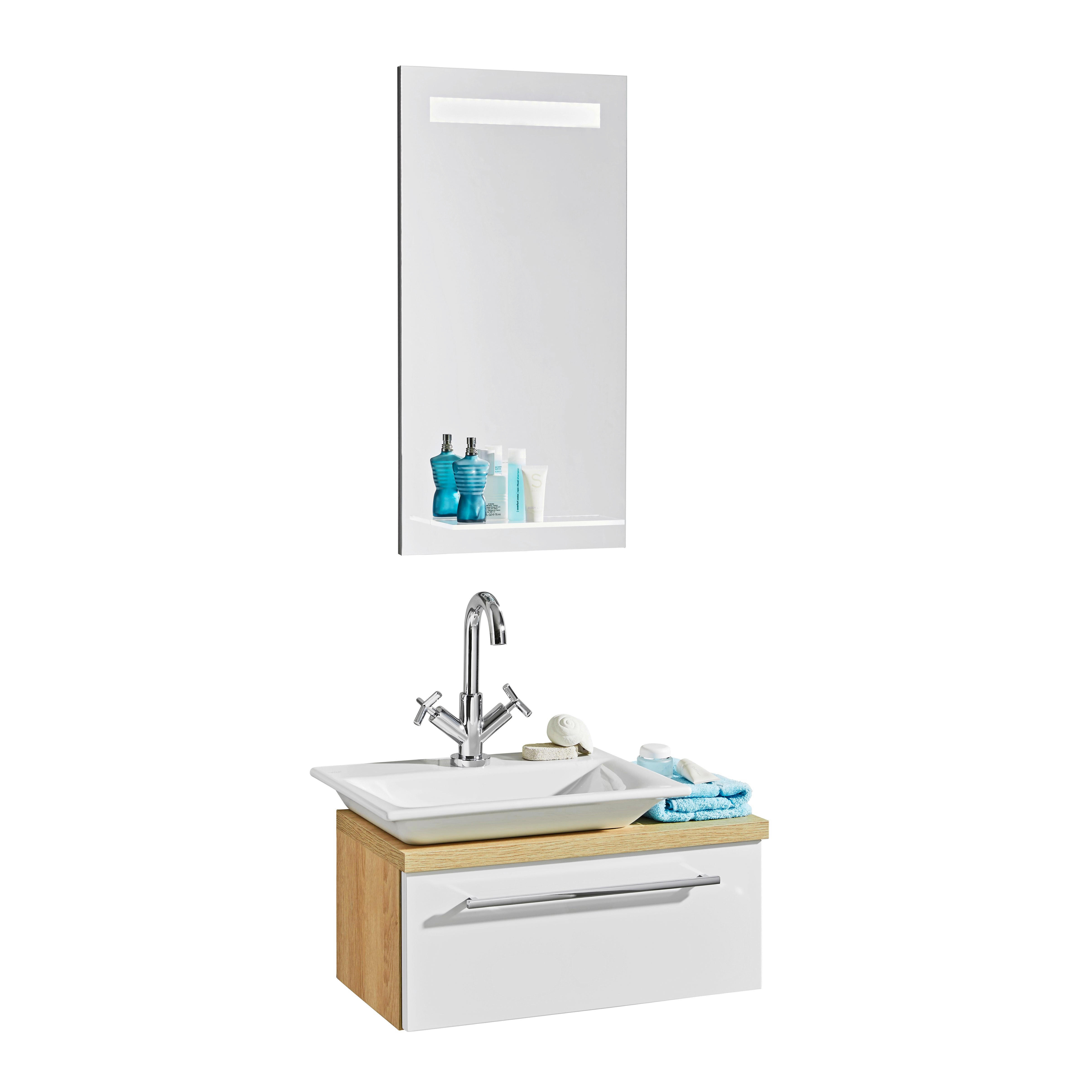 gÄstebad weiß, eichefarben