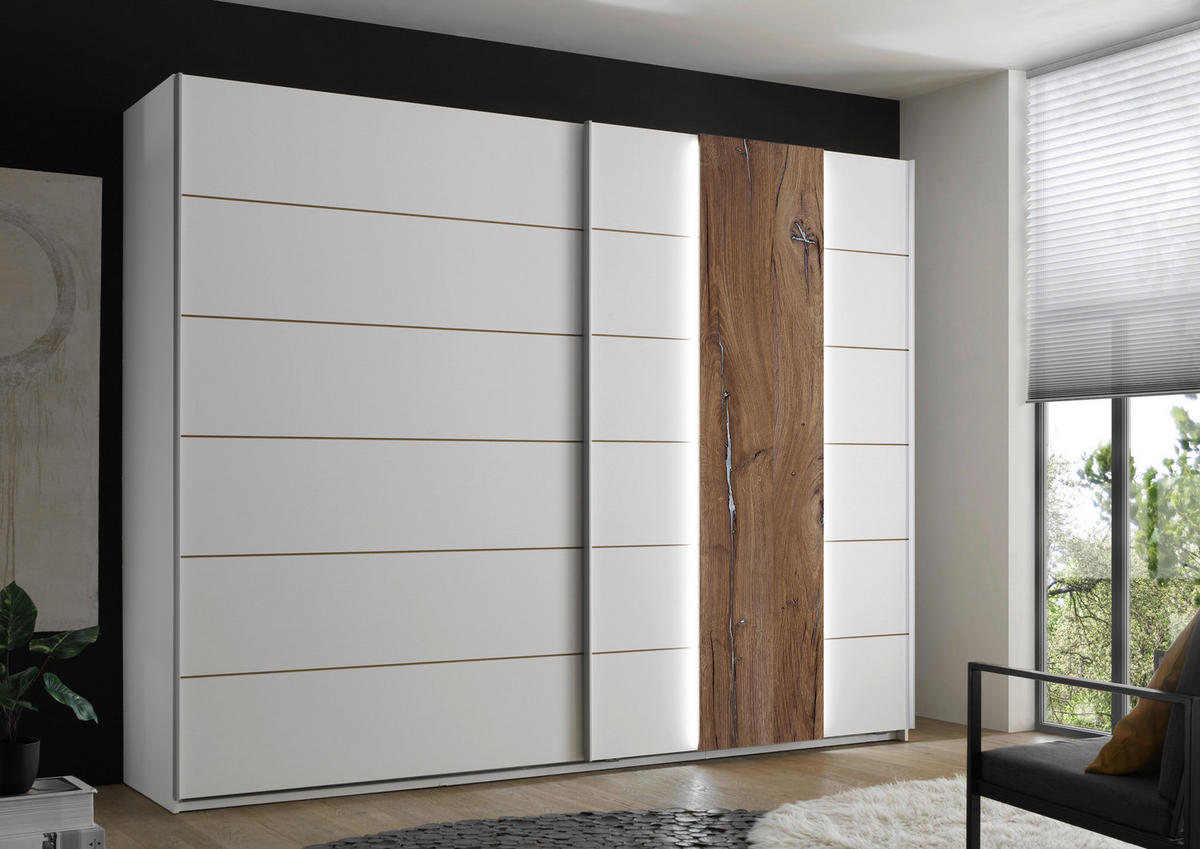 ORMAR ZA ODEĆU bela, boja hrasta  270/210/60 cm  - boja aluminijuma/boja hrasta, Moderno, metal/pločasti materijal (270/210/60cm) - Carryhome