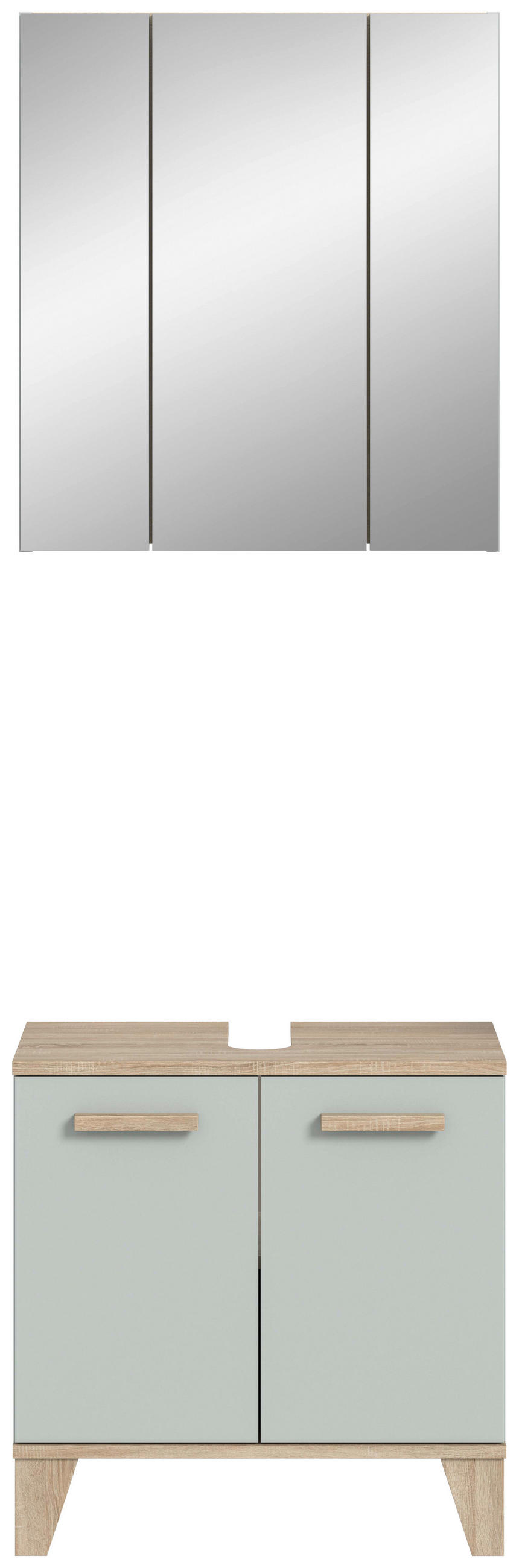 BADEZIMMER 2-teilig 60 cm  - Eiche San Remo/Graugrün, Modern, Holzwerkstoff/Kunststoff (60cm) - MID.YOU