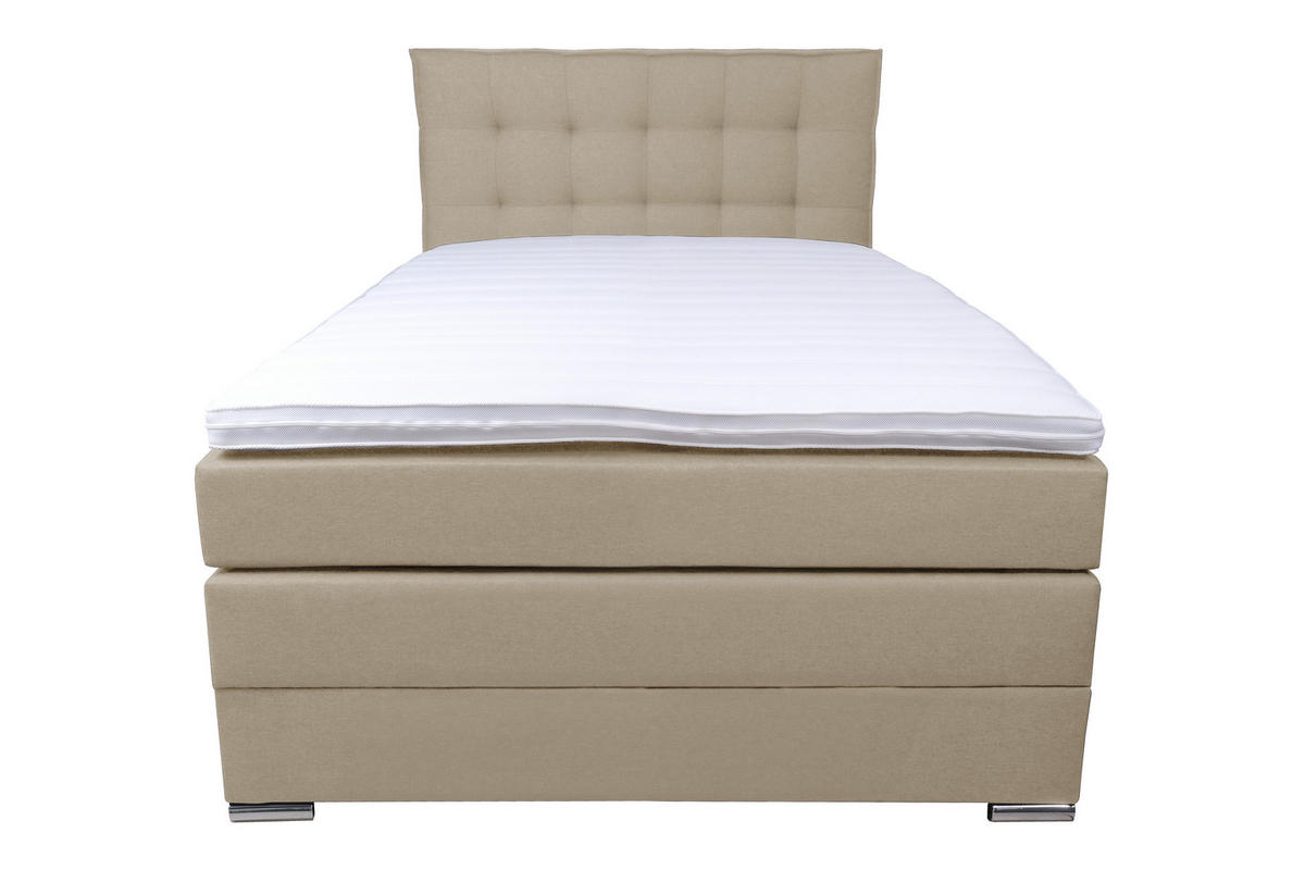 BOXSPRINGBETT 140/200 cm  in Beige  - Chromfarben/Beige, Konventionell, Kunststoff/Textil (140/200cm) - Boxxx