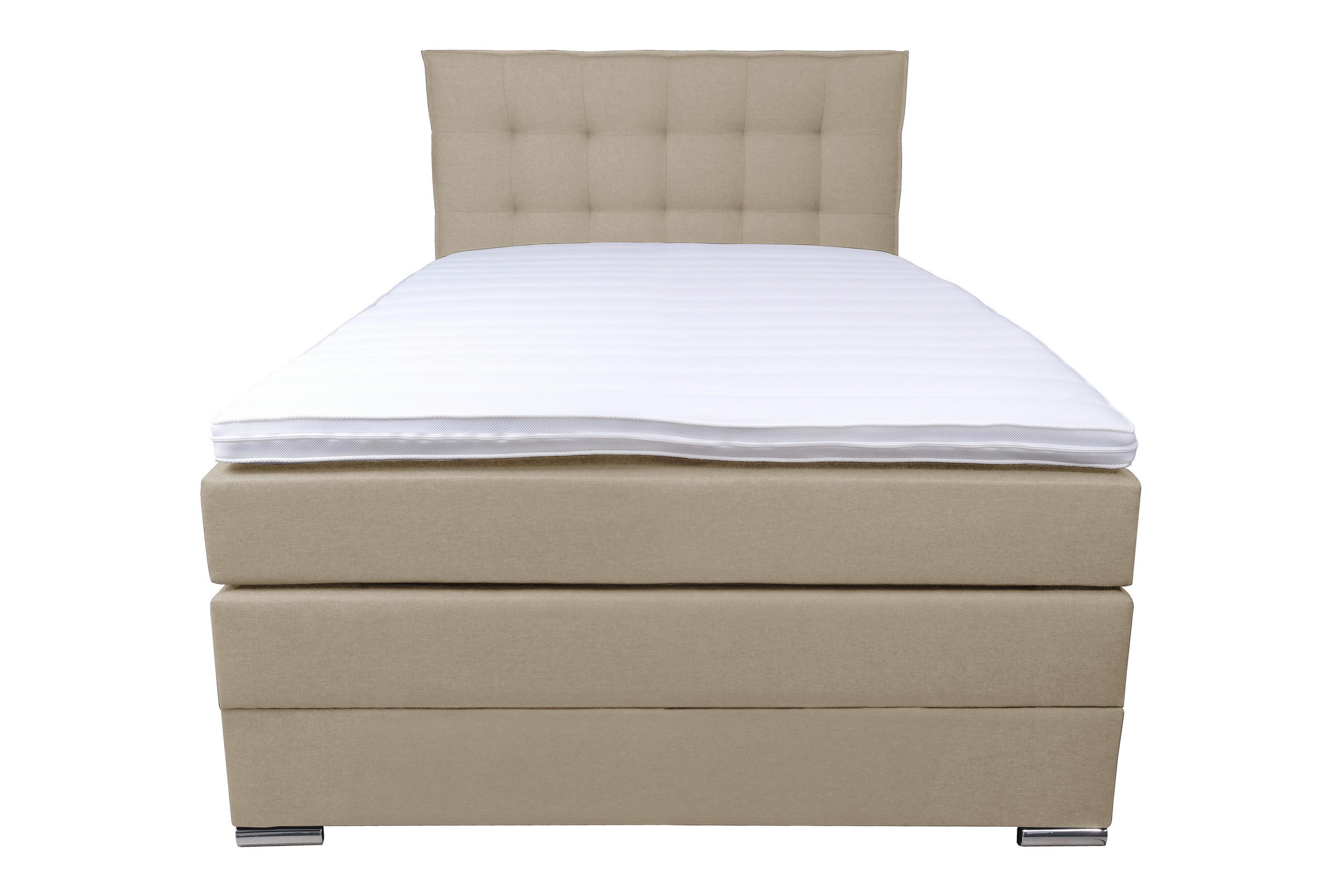 Thumbnail - Boxxx Boxspringbett, Beige, Textil, H4, 5-Zonen, Höhe ca. 18 cm, 140x200 cm, Oeko-Tex® Standard 100, Topper durchgehend,...
