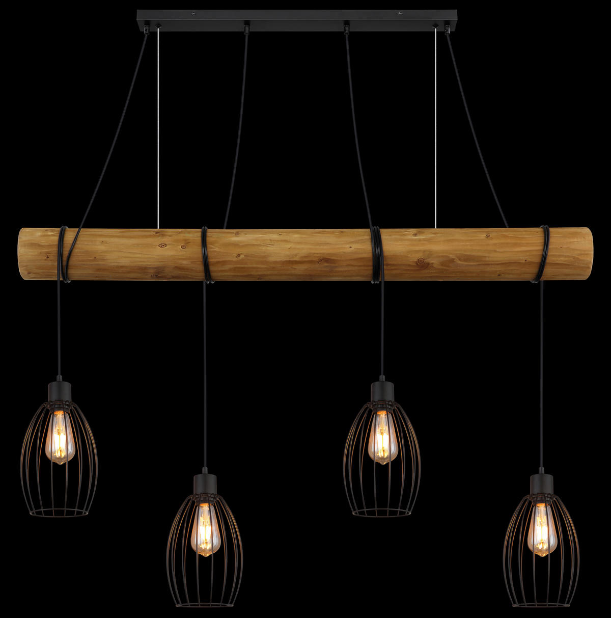 HÄNGELEUCHTE Berti 115/16/150 cm  - Schwarz/Braun, Design, Holz/Kunststoff (115/16/150cm) - Globo