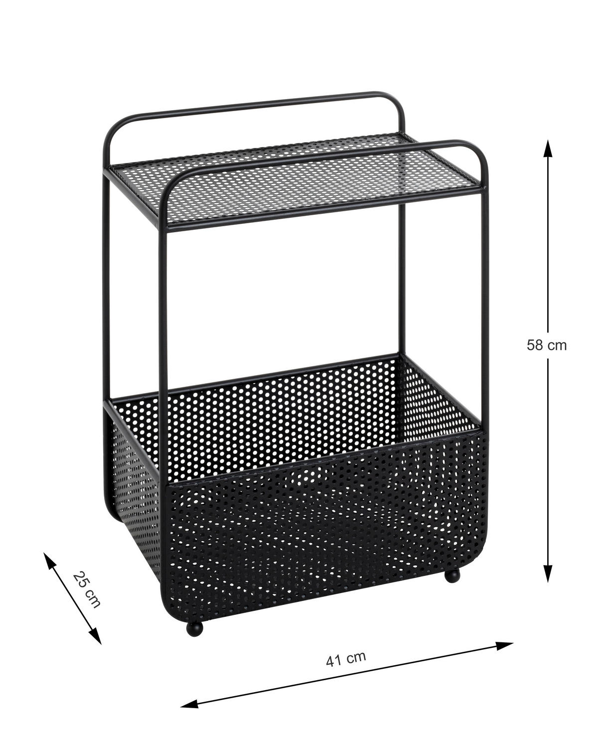 BEISTELLTISCH in Metall 41/25/58 cm  - Schwarz, Design, Metall (41/25/58cm)