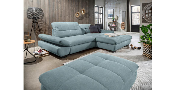 ECKSOFA in Mikrofaser Pastellblau  - Pastellblau/Schwarz, Design, Textil/Metall (290/198cm) - Xora