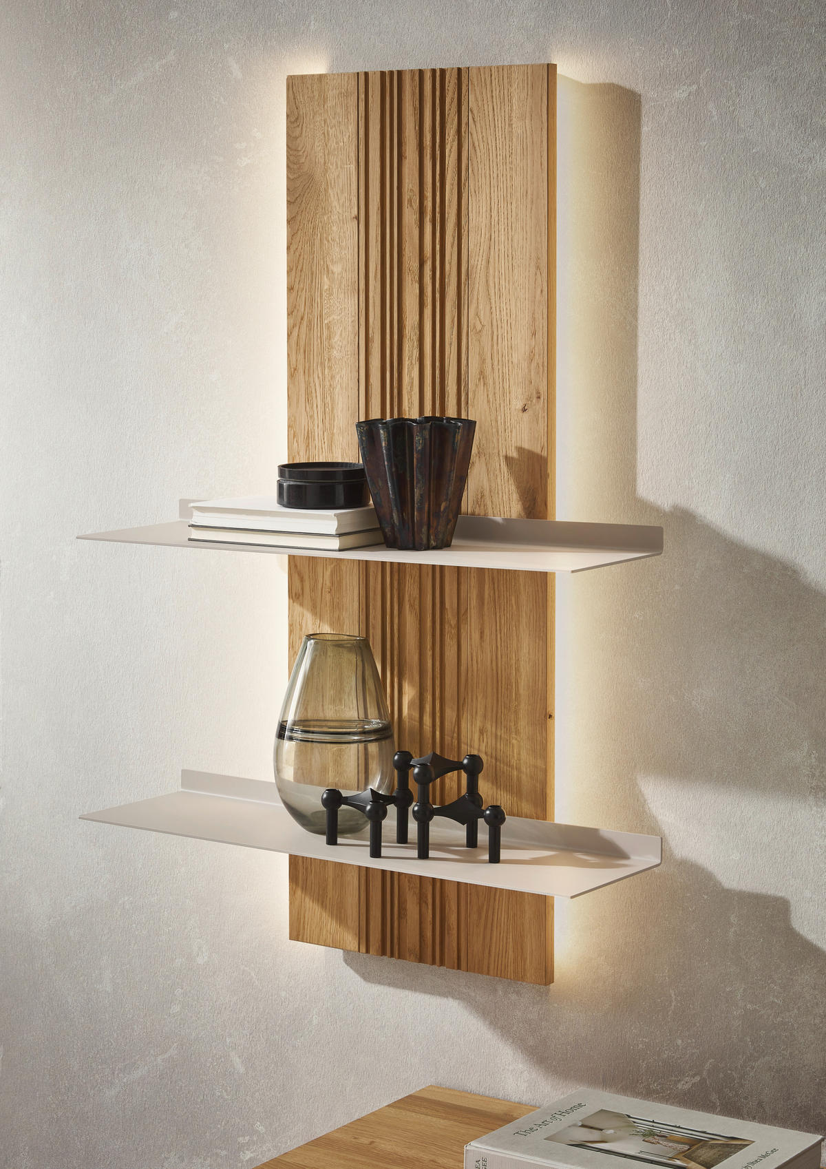 WOHNWAND  Kaschmir, Wildeiche 306,3/203,5/45,2 cm    - Kaschmir/Wildeiche, Design, Glas/Holz (306,3/203,5/45,2cm) - Dieter Knoll