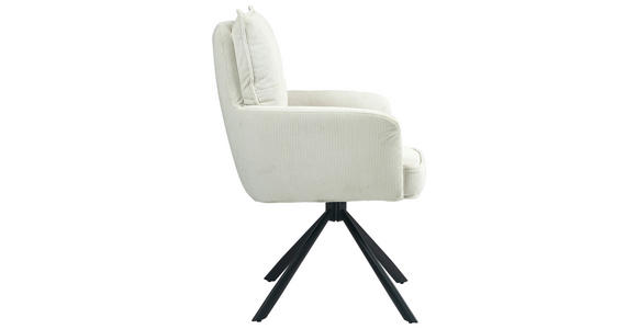 ARMLEHNSTUHL in Eisen Cord - Creme/Schwarz, Design, Textil/Metall (60/95/67cm) - Novel