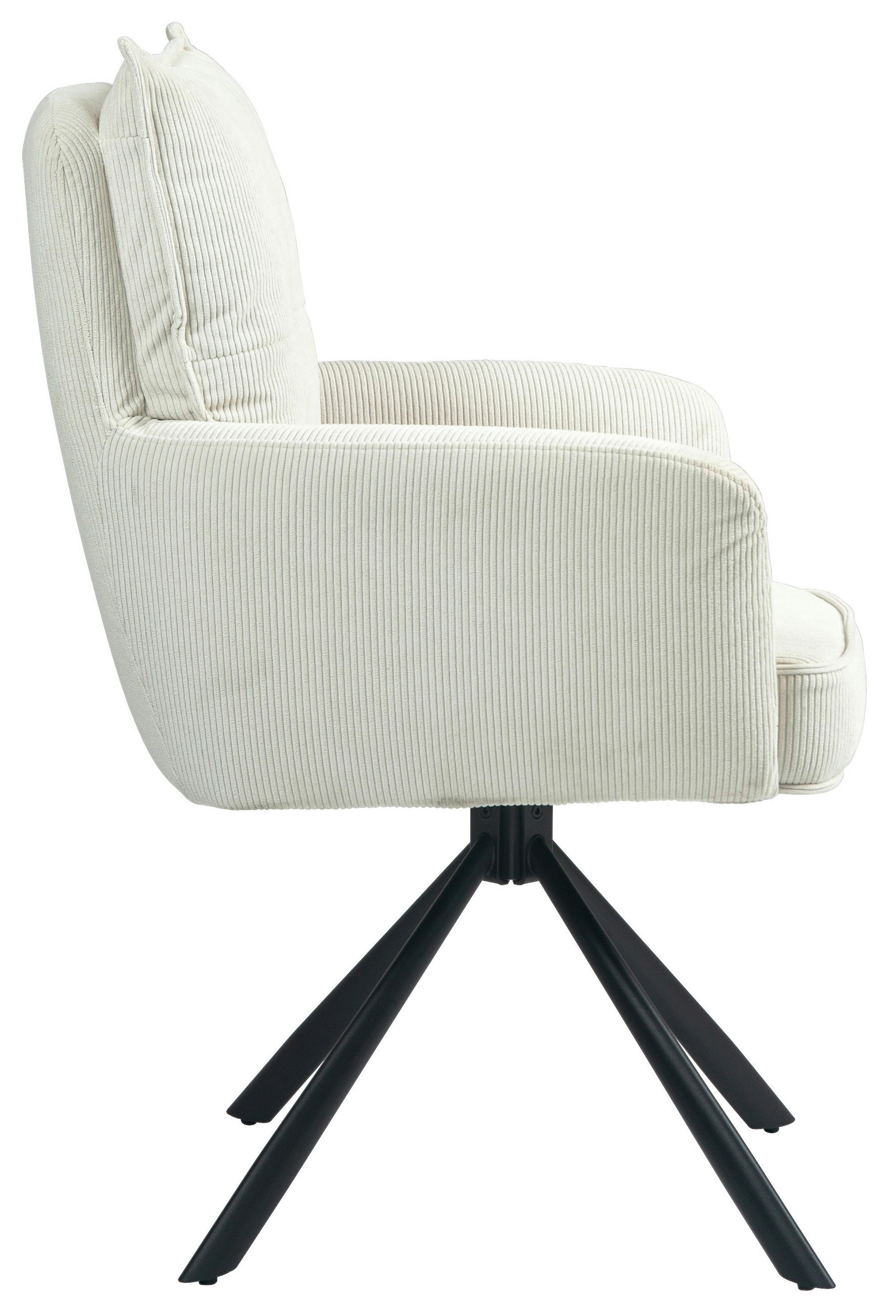 ARMLEHNSTUHL  in Eisen Cord  - Creme/Schwarz, Design, Textil/Metall (60/95/67cm) - Novel