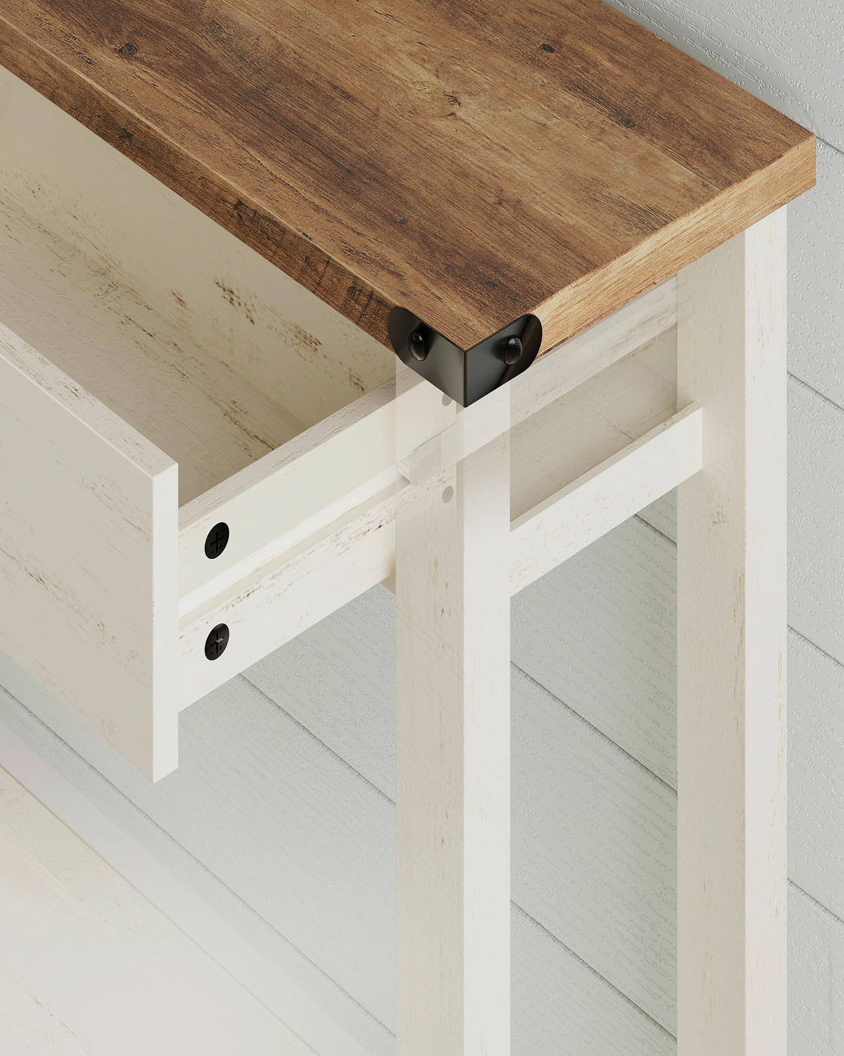 KONSOLENTISCH Weiß, Eichefarben  - Eichefarben/Schwarz, Trend, Holzwerkstoff/Metall (120/24/78cm) - Boxxx