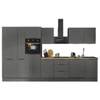 KÜCHENBLOCK   in Graphitfarben  - Schwarz/Graphitfarben, Basics, Holzwerkstoff/Metall (370/211/60cm) - Carryhome