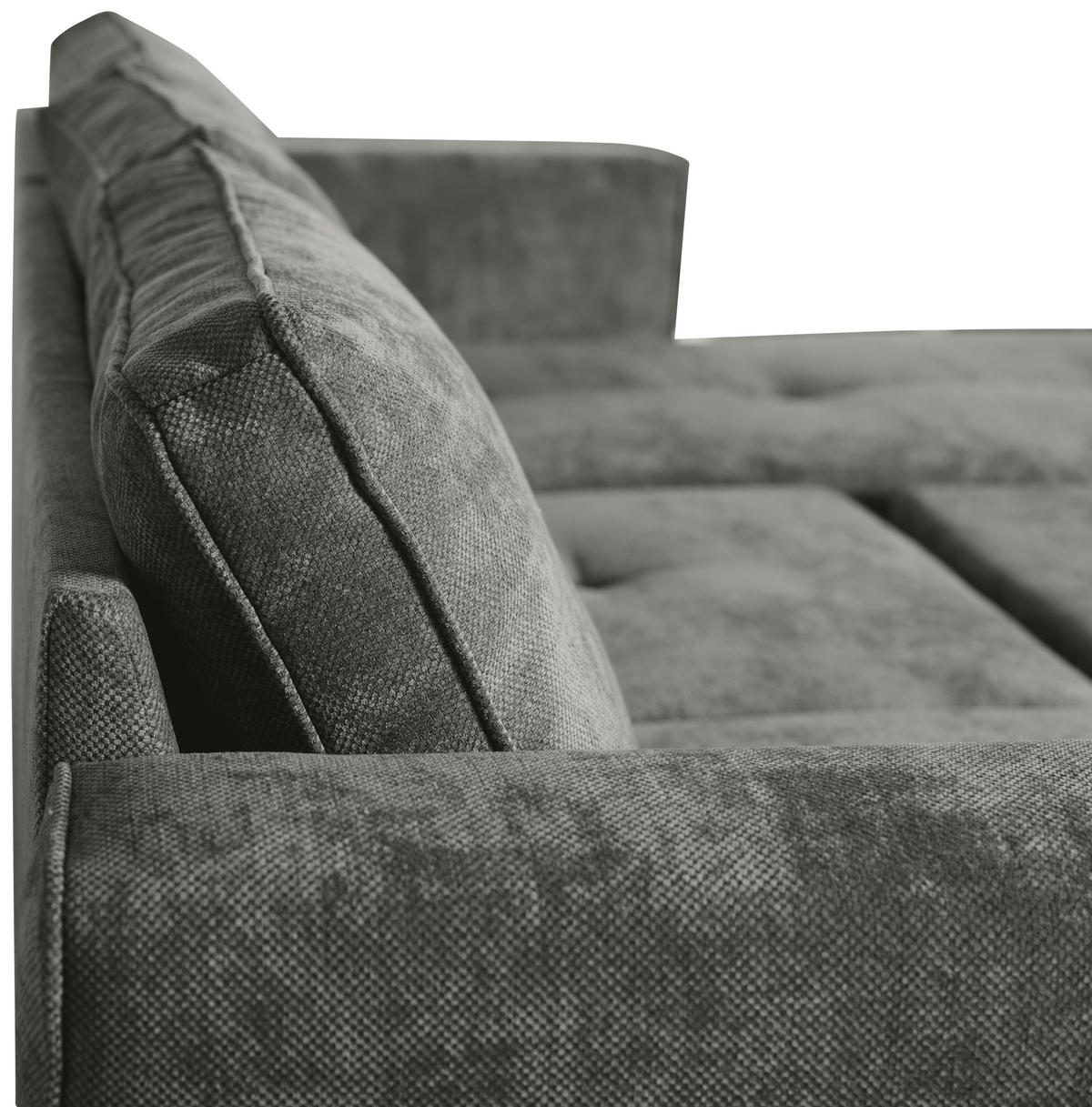 ECKSOFA Grau Flachgewebe  - Schwarz/Grau, KONVENTIONELL, Textil/Metall (252/162cm) - Carryhome