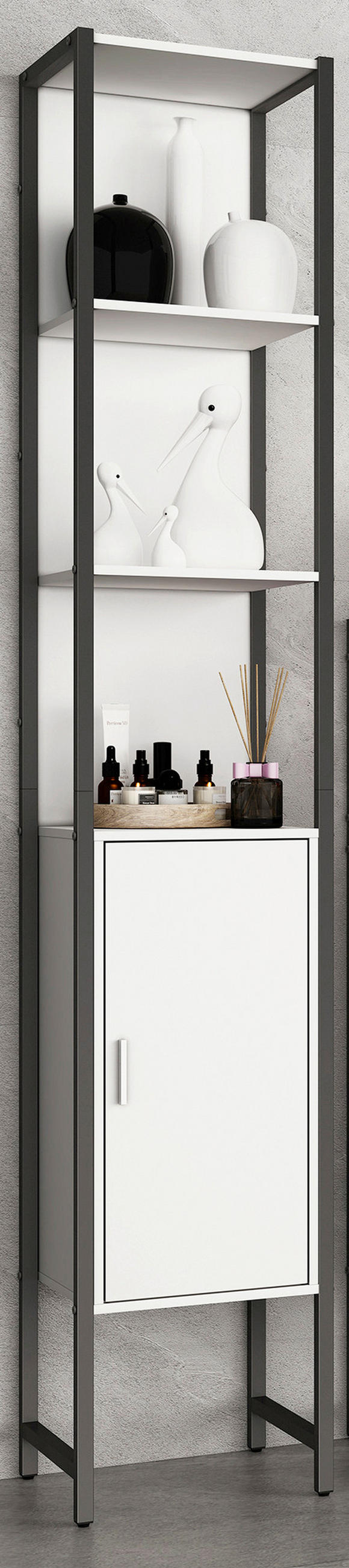 HÖGSKÅP  - vit/silver, Modern, metall/trämaterial (33/185/30cm) - MID.YOU