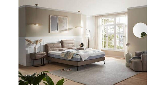 BOXSPRINGBETT 180/200 cm in Hellbraun - Hellbraun/Schwarz, Design, Textil/Metall (180/200cm) - Johann Jakob