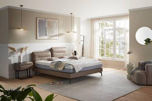 BOXSPRINGBETT 180/200 cm  in Hellbraun  - Hellbraun/Schwarz, Design, Textil/Metall (180/200cm) - Johann Jakob