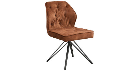 STUHL   Webstoff  Schwarz, Cognac  - Cognac/Schwarz, Design, Textil/Metall (50/85/60cm) - Carryhome