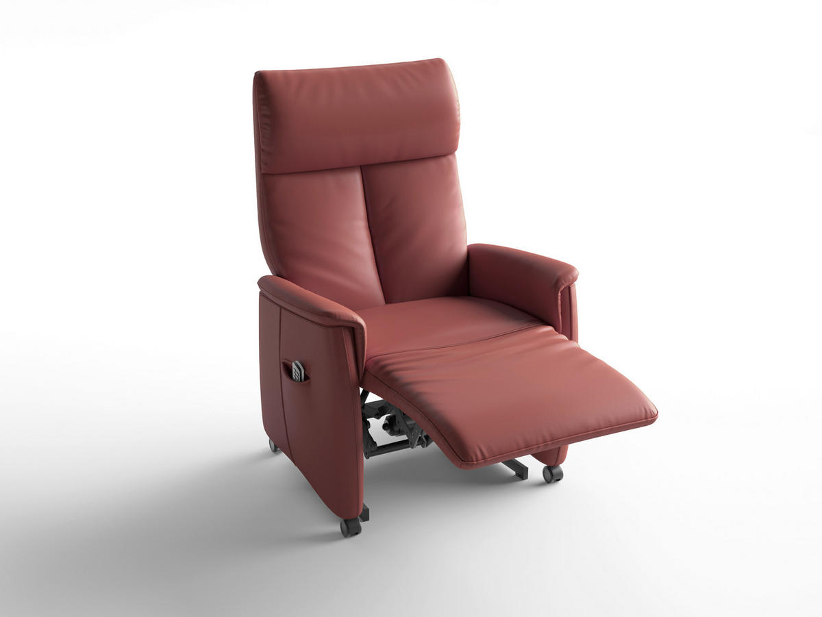 RELAXSESSEL TV CREMONA COMFORT E XL Echtleder Kopfteilverstellung, Fußteilverstellung, Rücken echt    - Rotbraun/Schwarz, Basics, Leder/Kunststoff (76/119/84cm) - Sit & More