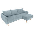 ECKSOFA Blau Flachgewebe  - Blau/Buchefarben, KONVENTIONELL, Holz/Textil (230/144cm) - Carryhome