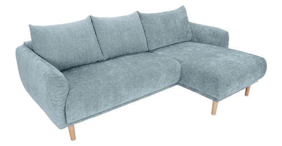 ECKSOFA Blau Flachgewebe - Blau/Buchefarben, KONVENTIONELL, Holz/Textil (230/144cm) - Carryhome