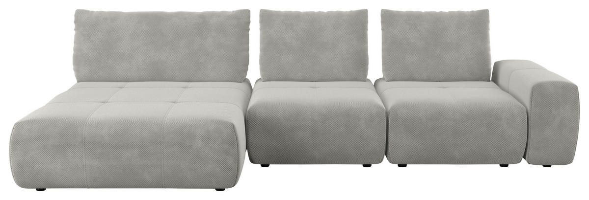 ECKSOFA  in Velours Greige  174/347 cm  - Greige/Schwarz, Design, Kunststoff/Textil (174/347cm) - Xora