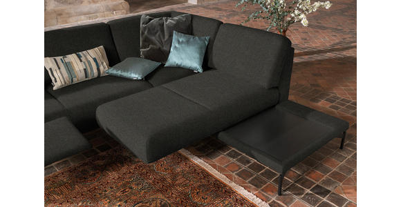 ECKSOFA in Flachgewebe, Struktur Anthrazit  - Anthrazit, Design, Textil/Metall (254/230cm) - Ambiente