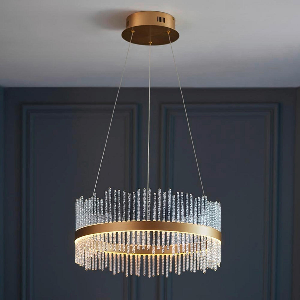 PENDELLEUCHTE 51/45-163 cm  - Goldfarben, KONVENTIONELL, Metall (51/45-163cm) - ENDON