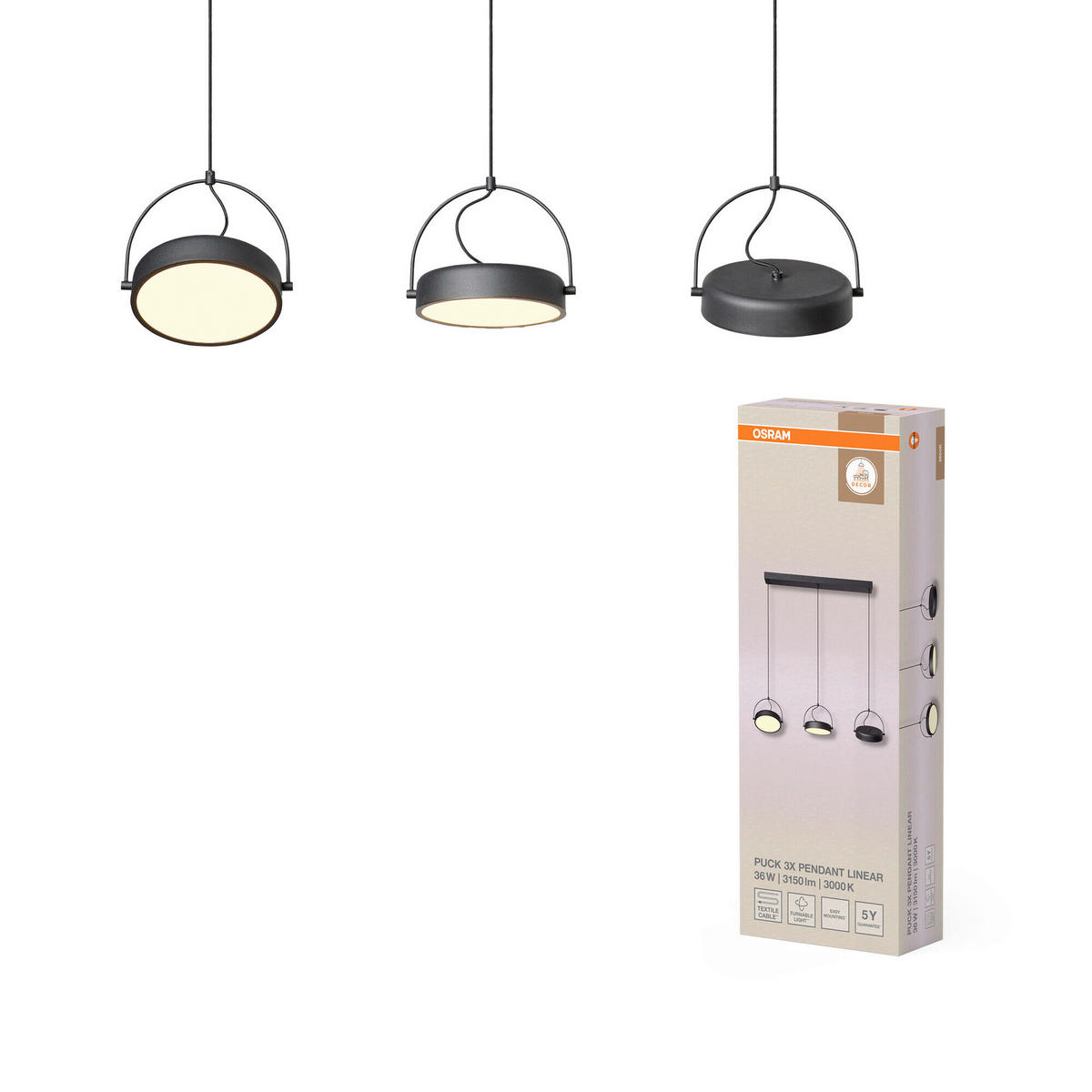 LED-HÄNGELEUCHTE 108/20/150 cm  - Schwarz, Design, Kunststoff/Metall (108/20/150cm) - Osram
