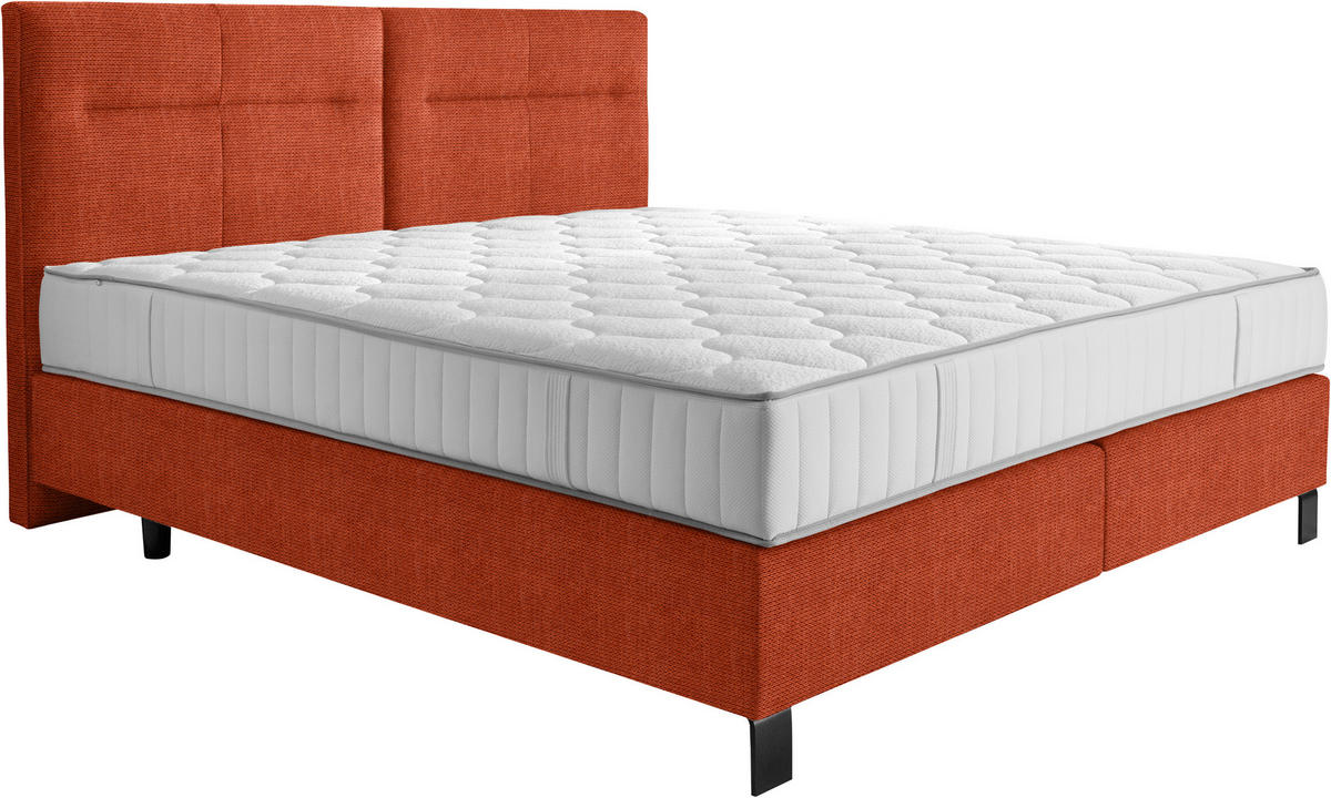 BOXSPRINGBETT 200/220 cm  in Orange  - Schwarz/Orange, Konventionell, Textil/Metall (200/220cm) - Esposa
