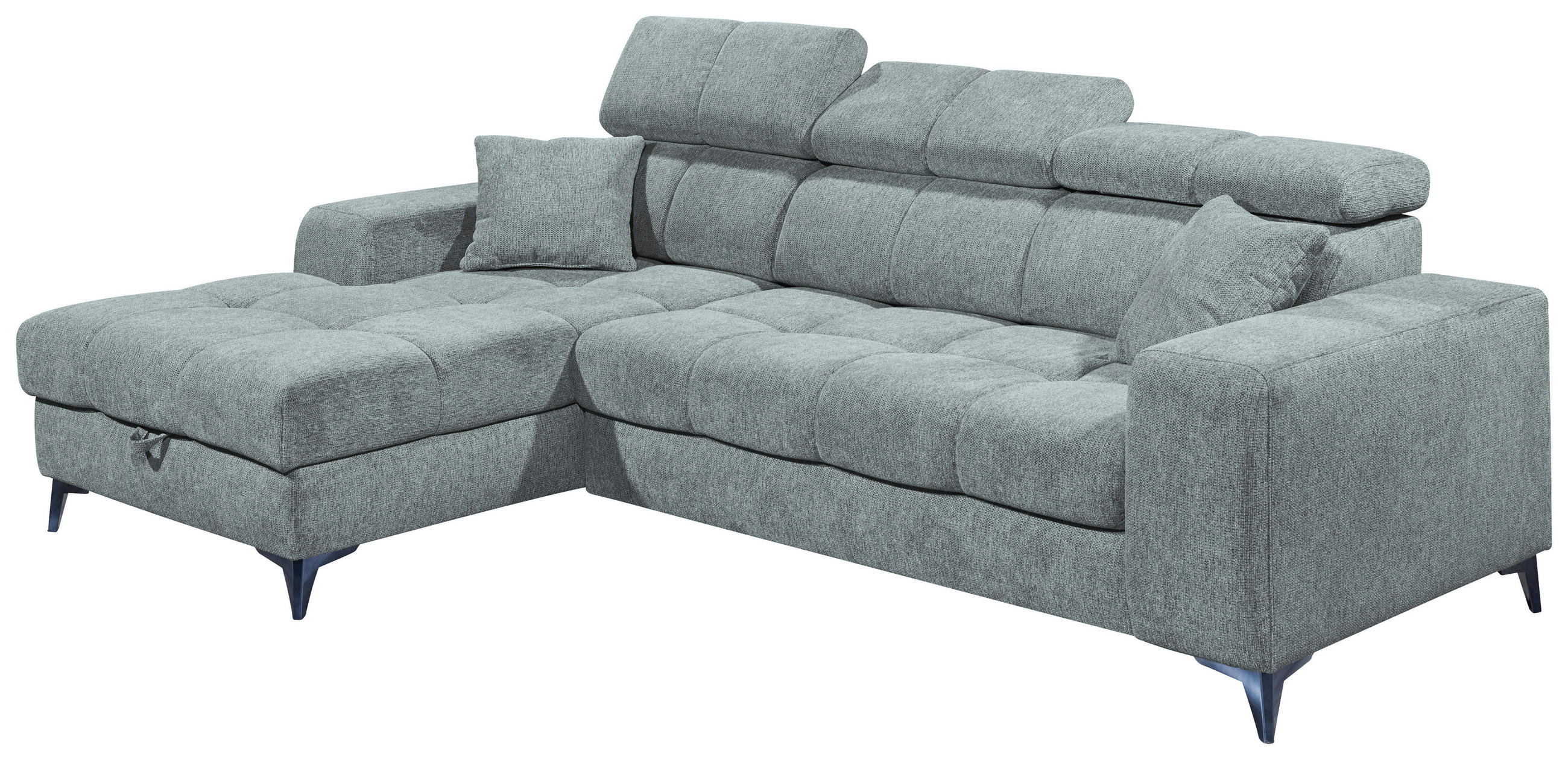 ECKSOFA Hellblau Chenille  - Schwarz/Hellblau, KONVENTIONELL, Kunststoff/Textil (172/268cm) - Carryhome